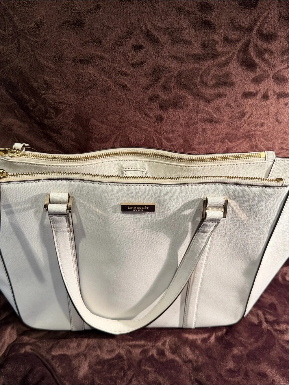 White Kate Spade New York Newbury Lane Leather Large Tote